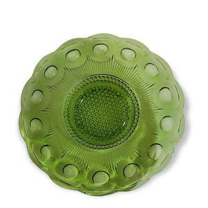 Vintage Glass Plate Bartlett Collins Manhattan St Genevieve Green Thumbprint 11"